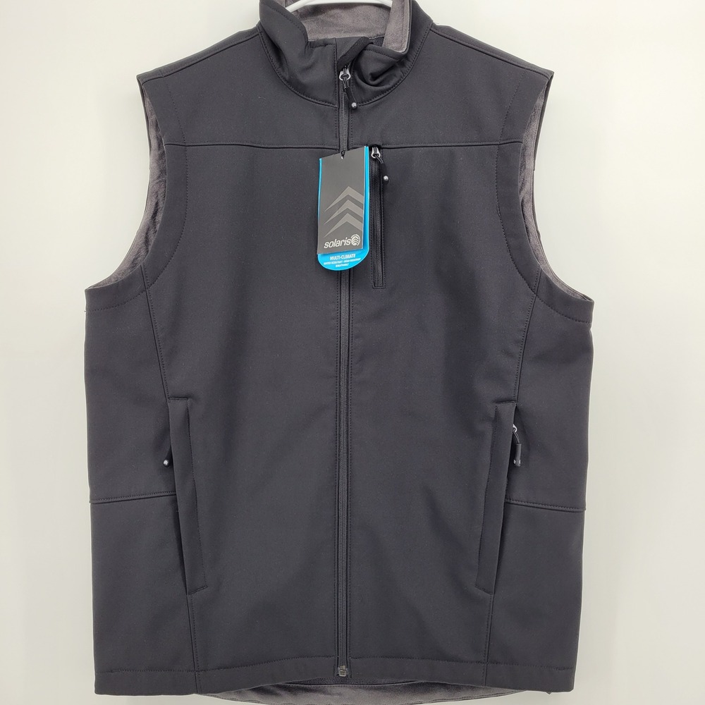 Solaris Multi-Climate Gorpcore Activewear Mens M Softshell Vest Black Fleece NWT